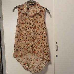 ⭐️ Sleeveless Sheer Floral High Low Top